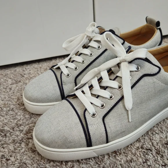 Christian Louboutin Gray and White Sneakers with Sophisticated Design - Picture 1 of 8